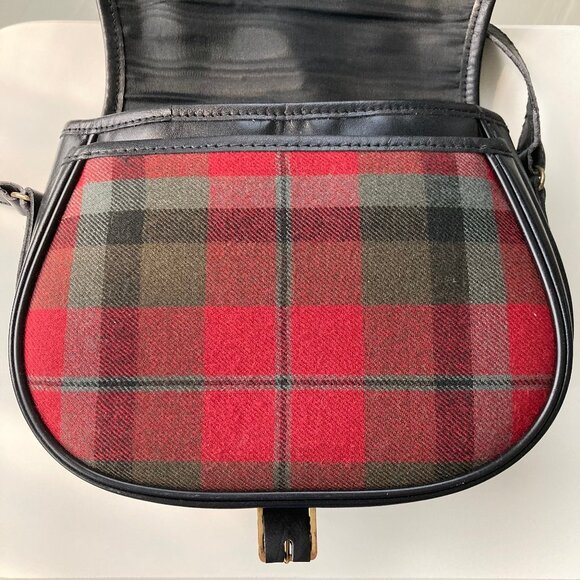 LL Bean vintage Red Tartan Plaid Scotland Wool Crossbody Purse Bag - Picture 5 of 11